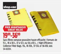Canadian Tire Shop-Vac High-Efficiency Collector Filter Bags offer