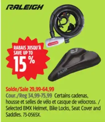 Canadian Tire RALEIGH Selected BMX Helmet, Bike Locks, Seat Cover and Saddles offer