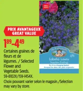 Canadian Tire Mr. Fothergill's Selected Flower and Vegetable Seeds offer