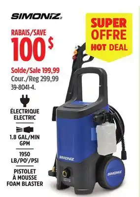 Canadian Tire Simoniz ELECTRIC 1.8 MIN GPM 1950 PSI FOAM BLASTER offer