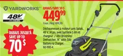 Canadian Tire Yardworks 48V Brushless Dethatcher 14 with 5Ah Battery & Charger offer