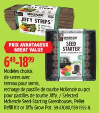 Canadian Tire Jiffy Selected McKenzie Seed-Starting Greenhouses, Pellet Refill Kit or Jiffy Grow Pot offer