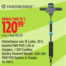 Canadian Tire Yardworks 20V Cordless Battery-Powered Weeder, with 2Ah Battery & Charger offer