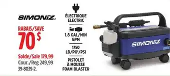 Canadian Tire Simoniz ELECTRIC 1.8 MIN GPM 1750 PSI FOAM BLASTER offer