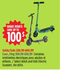 Canadian Tire Select Adult and Kids Electric Scooters offer