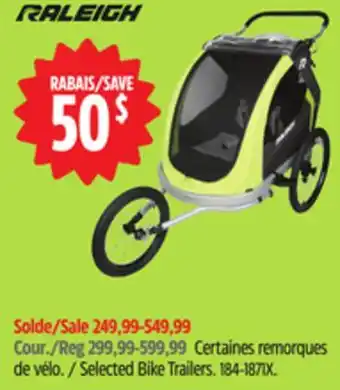 Canadian Tire Raleigh Selected Bike Trailers offer