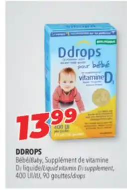 Familiprix DDROPS Baby Liquid vitamin D3 supplement, 400 UI/IU, 90 drops offer