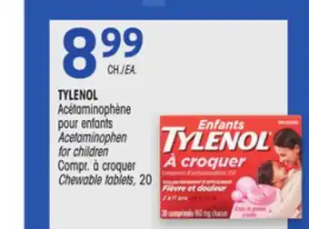 Uniprix TYLENOL Acétaminophène pour enfants Compr. à croquer/Acetaminophen for children Chewable tablets offer