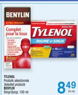 Uniprix TYLENOL Produits sélectionnés Selected products BENYLIN Sirop/Syrup offer