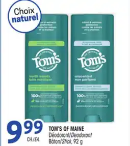 Uniprix TOM'S OF MAINE Déodorant/Deodorant Bâton/Stick offer