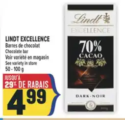 Marché Adonis LINDT EXCELLENCE Barres de chocolat | LINDT EXCELLENCE Chocolate bar offer