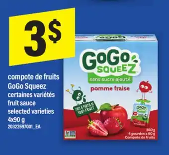 Maxi COMPOTE DE FRUITS GOGO SQUEEZ | FRUIT SAUCE, 4X90 G offer