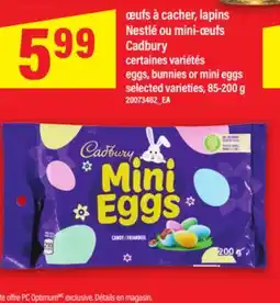 Maxi ŒUFS À CACHER, LAPINS NESTLÉ OU MINI-ŒUFS CADBURY | EGGS, BUNNIES OR MINI EGGS, 85-200 G offer