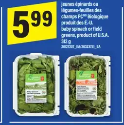 Maxi JEUNES ÉPINARDS OU LÉGUMES-FEUILLES DES CHAMPS PC BIOLOGIQUE | BABY SPINACH OR FIELD, 312 g offer