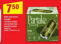 Maxi BIÈRE SANS ALCOOL PARTAKE | NON-ALCOHOLIC BEER, 4x355 mL offer