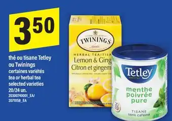 Maxi THÉ OU TISANE TETLEY OU TWININGS | TEA OR HERBAL TEA, 20/24 UN offer