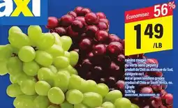 Maxi raisins rouges ou verts sans pépins | red or green seedless grapes offer