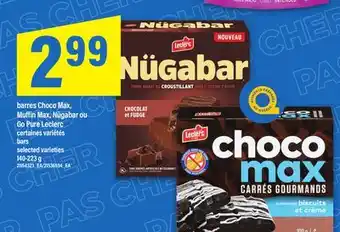 Maxi BARRES CHOCO MAX, MUFFIN MAX, NÜGABAR OU GO PURE LECLERC | BARS, 140-223 G offer