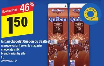 Maxi LAIT AU CHOCOLAT QUÉBON OU SEALTEST | CHOCOLATE MILK, 1 L offer