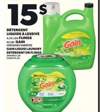 Provigo DÉTERGENT LIQUIDE À LESSIVE, 4,55 L OU FLINGS, 42 UN. GAIN offer