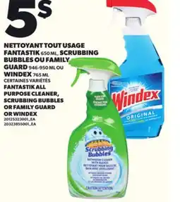 Provigo NETTOYANT TOUT USAGE FANTASTIK 650 ML, SCRUBBING BUBBLES OU FAMILY GUARD 946-950 ML OU WINDEX 765 ML offer