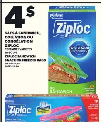 Provigo SACS À SANDWICH, COLLATION OU CONGÉLATION ZIPLOC, 10-90 UN offer