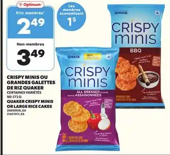 Provigo CRISPY MINIS OU GRANDES GALETTES DE RIZ QUAKER, 90-173 G offer