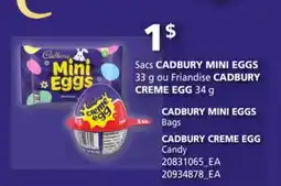 Provigo SACS CADBURY MINI EGGS 33 G OU FRIANDISE CADBURY CREME EGG 34 G offer