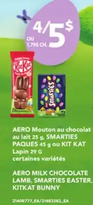 Provigo AERO MOUTON AU CHOCOLAT AU LAIT 25 G, SMARTIES PAQUES 45 G OU KIT KAT LAPIN 29 G offer