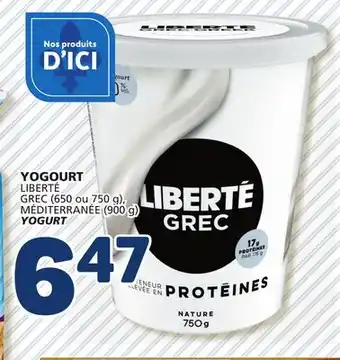 Marché Bonichoix LIBERTÉ GREC (650 or 750 g), MÉDITERRANÉE (900 g) YOGURT offer