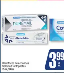 Jean Coutu PERSONNELLE Selected toothpastes offer