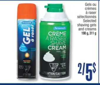 Jean Coutu PERSONNELLE Selected shaving gels and creams offer