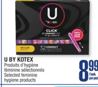 Jean Coutu U BY KOTEX Selected feminine hygiene products offer