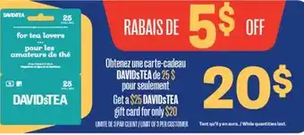 Jean Coutu DAVIDsTEA gift card offer