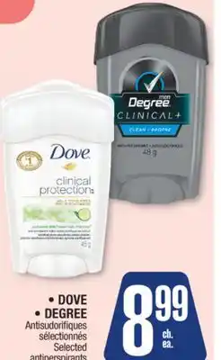 Jean Coutu DOVE, DEGREE Selected antiperspirants offer