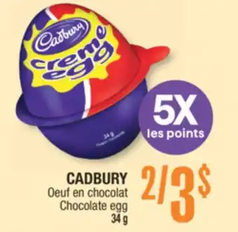 Jean Coutu CADBURY Chocolate egg offer