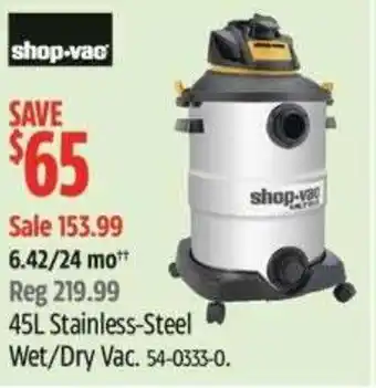 Canadian Tire Stainless-Steel Wet/Dry Vac. offer