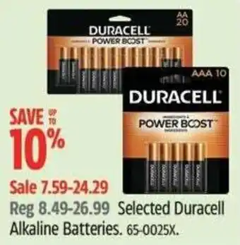 Canadian Tire Selected Duracell Alkaline Batteries offer