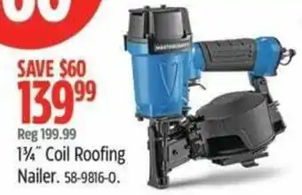 Canadian Tire 1¾" Coil Roofing Nailer offer