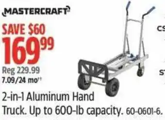 Canadian Tire Mastercraft 2-in-1 aluminum hand truck offer