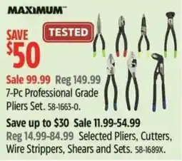 Canadian Tire Maximum 7-pc professional grade Pliers Set offer