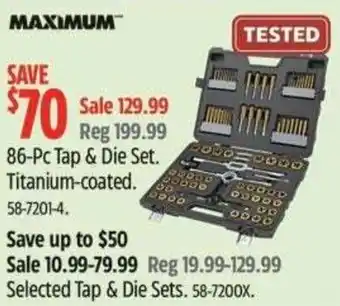 Canadian Tire Maximum 86-Pc Tap & Die Set offer