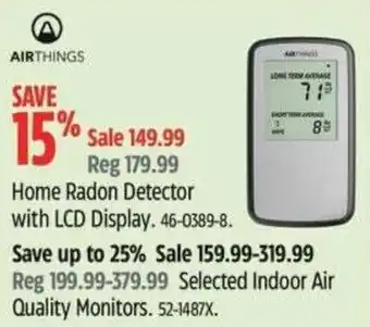 Canadian Tire Airthings home radon detector with lcd display offer