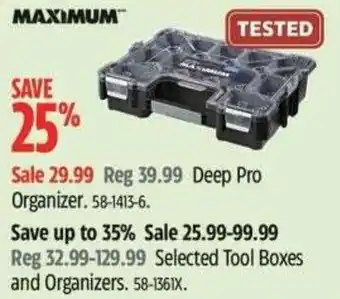 Canadian Tire Maximum deep pro organizer offer