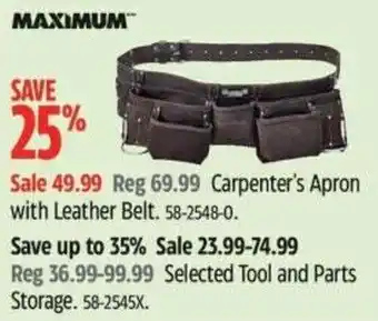 Canadian Tire Maximum Carpenter's Apron with Leather Belt offer