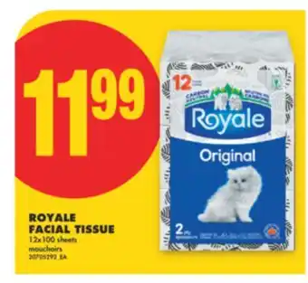 No Frills ROYALE FACIAL TISSUE, 12x100 sheets offer