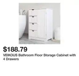 Bed Bath & Beyond VEIKOUS Bathroom Floor Storage Cabinet with 4 Drawers offer