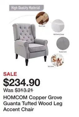 Bed Bath & Beyond HOMCOM Copper Grove Guanta Tufted Wood Leg Accent Chair offer