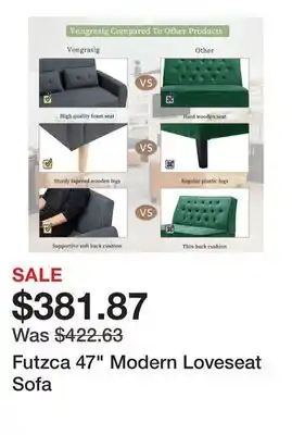 Bed Bath & Beyond Futzca 47 Modern Loveseat Sofa offer