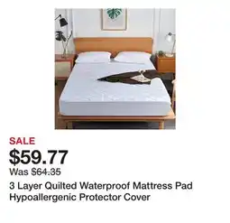 Bed Bath & Beyond 3 Layer Quilted Waterproof Mattress Pad Hypoallergenic Protector Cover offer